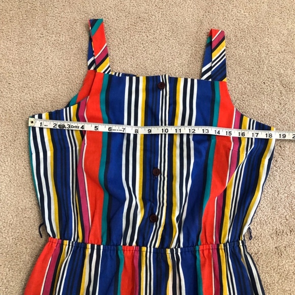 Vintage Rainbow Striped Sleeveless Dress With Pockets USA - Picture 13 of 13